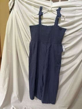 New Susina Blue Smocked Wide Leg Jumpsuit Romper 1X ~ New with Tags